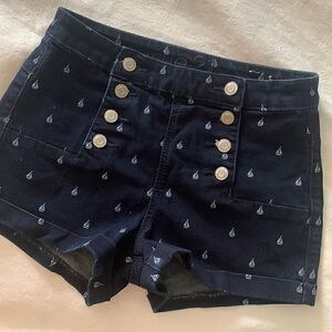 Shorts Rue 21 Womens Size 5/6 Navy Nautical Shorts Button Front Sailboats